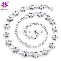 2021 Fashion Korean version of plum Diamond waist trim womens metal thin belt rhinestone dress waist chain