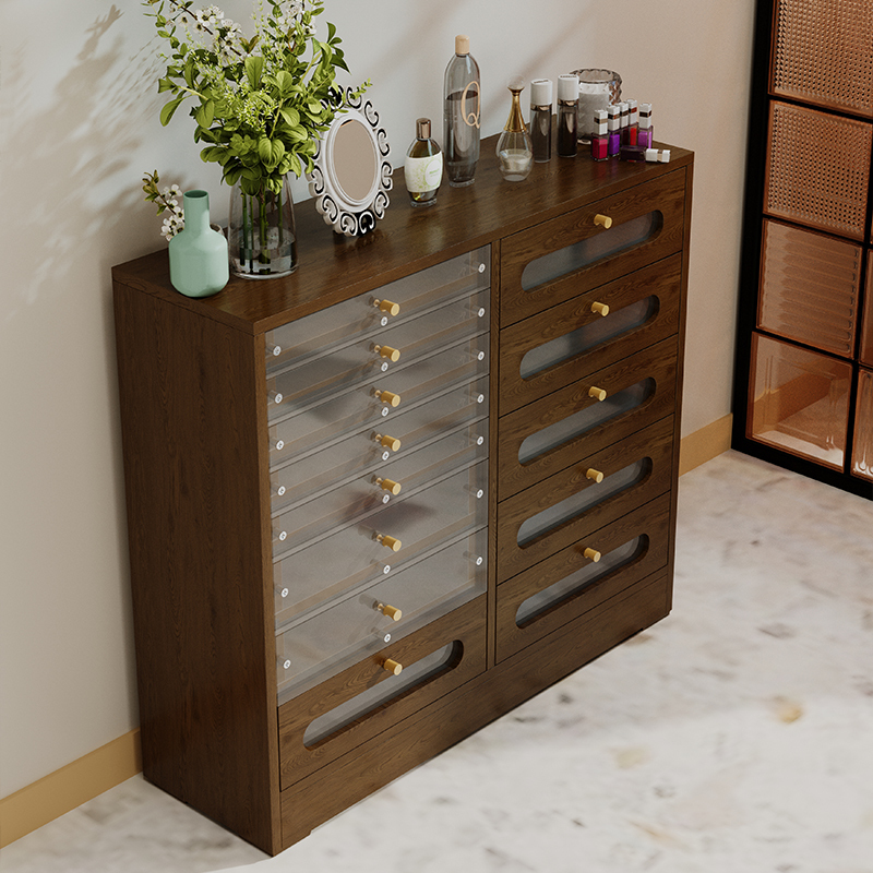 Solid Wood Nail Art Cabinet, Retro Display Cabinet, Nail Polish Storage Cabinet, Nail Polish Gel Storage Cabinet, Nail Salon Floor-Standing Display Cabinet