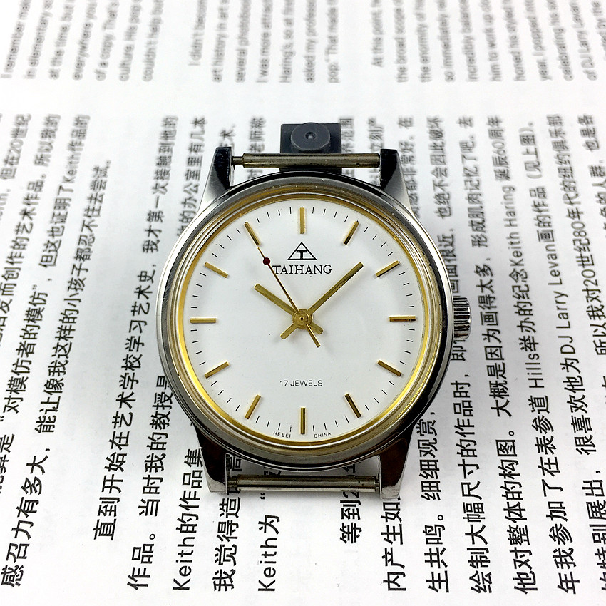 Original Clothing Stocks Taihang Full Steel Shell Strips Ordering White Face Manual Mechanical Watches Diameter 36 mm METER BELT