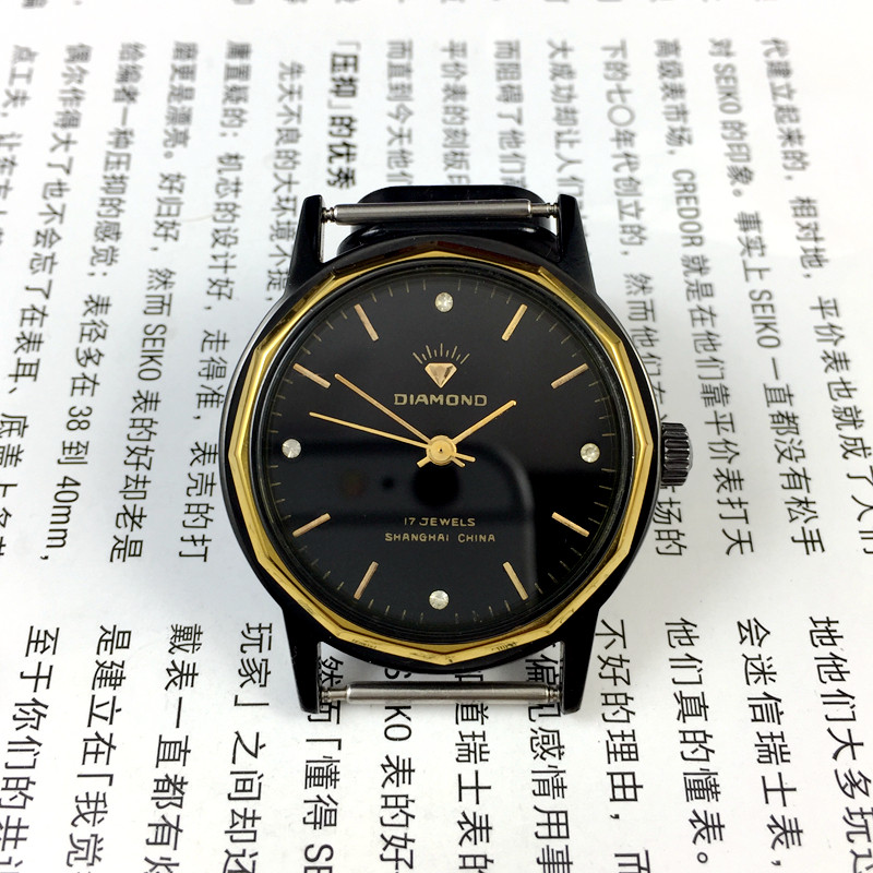 (Guangguang Shop)Original stock Diamond brand manual mechanical watch Black shell Black dial diameter 36mm