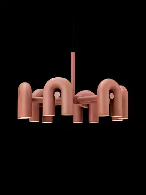 Designer model room modern Nordic creative simple living room dining room lamp bedroom personality U-shaped metal chandelier