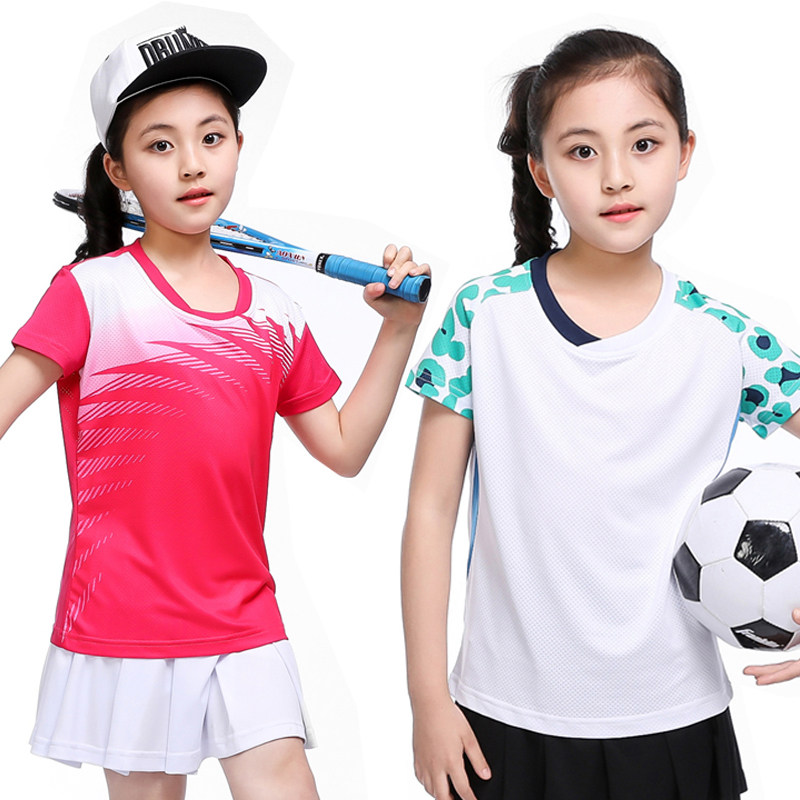 New children's badminton suit blouses short sleeve volleyball clothes table tennis clothes girls' race speed dry training team uniforms