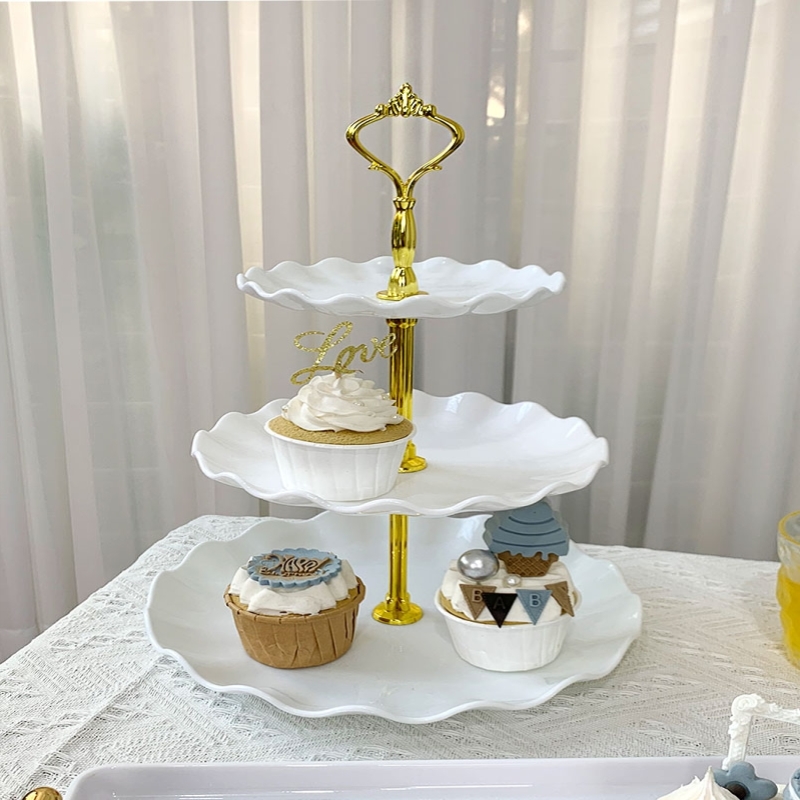 New Chinese-style fruit plate high-end coffee table snack tray storage box desktop living room three-tier cake snack tray