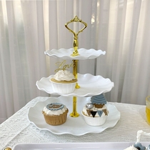 New Chinese Fruit Disk High-end Tea Set Snacks Place Table Box Desktop Living Room Three-floor Cake Snacks