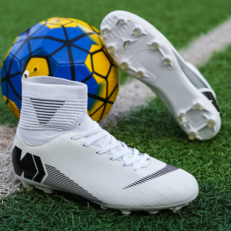 C Luo Ansha Assassin high-top football shoes men and women broken nails tf long nails Messi children's student training shoes breathable men