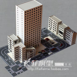 Simulated Assembled Architectural Model Ornaments Miniature Ultraman Scene 1:300 City Street Houses High-Rise Sand Table