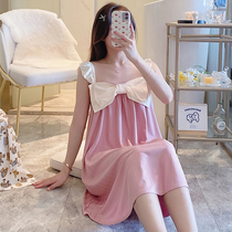 Sleepskirt lady summer pure cotton thin sexy cute hanging band in the new cute princess wind pajamas in 2021
