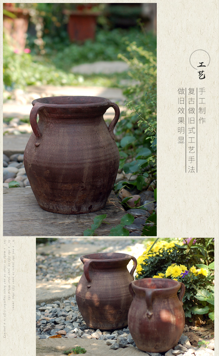 Sáng tạo retro phong cách retro chậu hoa đất sét gốm thủ công lọ hoa - Vase / Bồn hoa & Kệ bình hoa con công