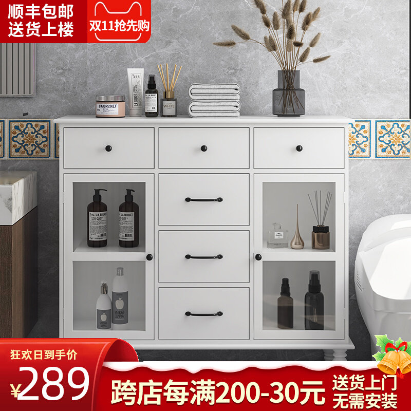 Solid Wood Bathroom Side Cabinet Toilet toilet Side cabinet Bathroom Toilet bathroom Toilet Placing Lockers Special-priced clear cabin cupboard-Taobao