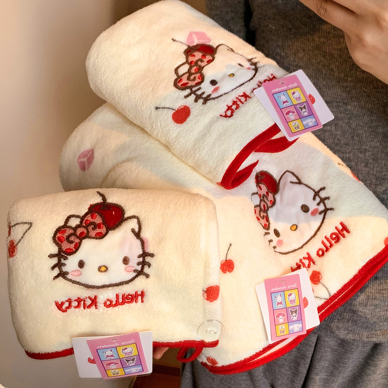 Cute Hello Kitty Thickened Bath Towel for Women, Absorbent and Quick-Drying, Household Adult Bath Wrap, 2026 New Model