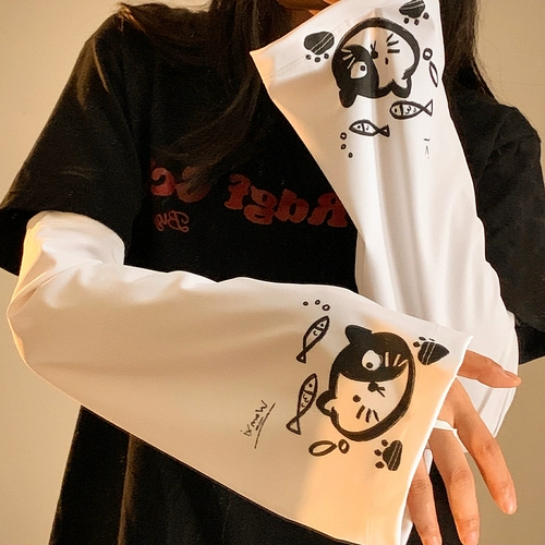 Милый летний защитный рукав, шелковые нарукавники для школьников для велоспорта, свободный крой, защита от солнца