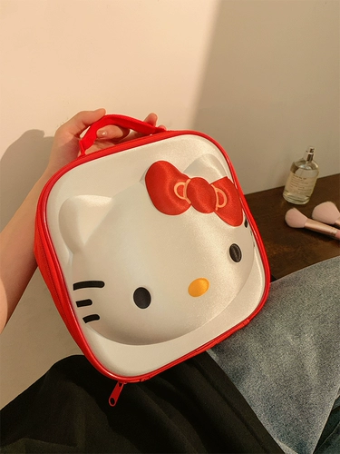Hello Kitty, мультяшная портативная косметичка, вместительная и большая сумка через плечо для выхода на улицу, милый ящик для хранения для путешествий