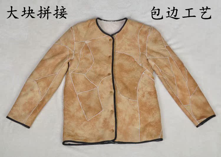 Cừu xén lông cừu một chiếc thắt lưng da lót len ​​với một mùa đông ấm áp áo gió da dài tay áo khoác ngoài trời áo choàng nam