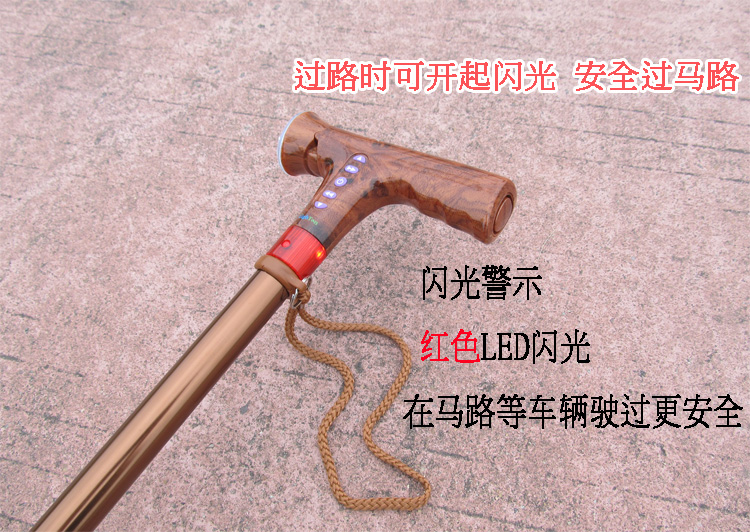Nạng đa chức năng ông già radio gấp nhôm nhẹ trekking kính thiên văn với đèn báo thức đi bộ gậy ba chân