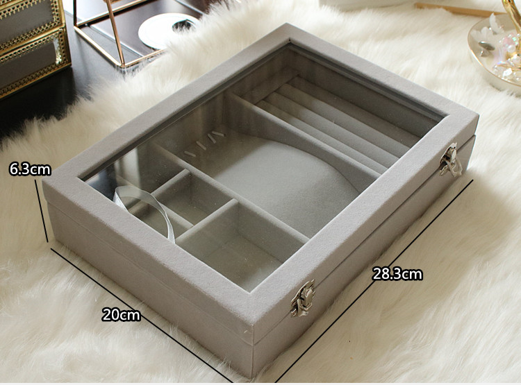 Lớn flannel đồ trang sức hộp đồ trang sức vòng tay bông tai bông tai nhẫn xem lưu trữ hoàn thành hộp bụi - Nhẫn mẫu nhẫn cưới đẹp 2020
