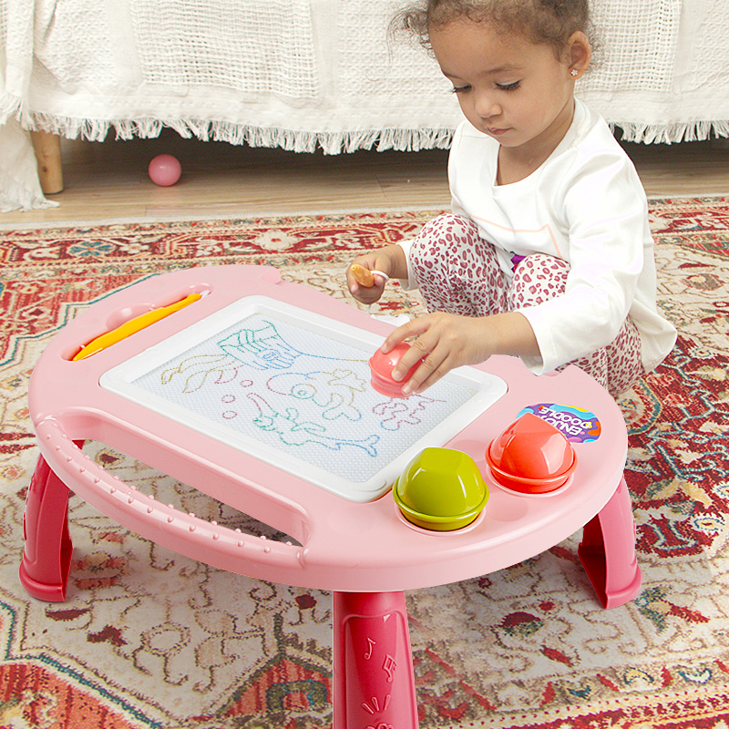 Qiqiu children's drawing board magnetic writing board That girl baby bracket drawing board removable magnetic color big doodle board