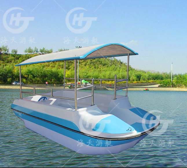 Manufacturer direct fiber glass fiber 8-10 people seat self-drain electric boat park cruise ship pedal boat Self-draining cruise ship