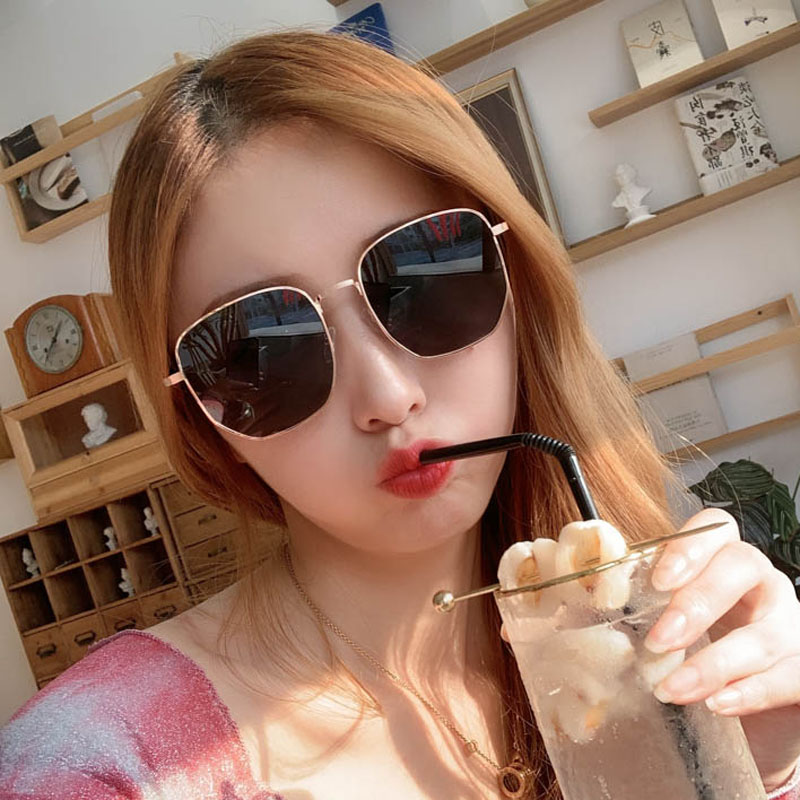 European and American sunglasses female Han edition in square frame polarization anti-UV sunglasses large face male with myopia
