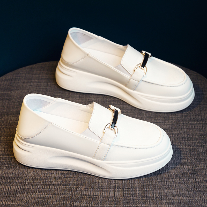 Full Cowhide ~ Thick-Soled White Shoes for Women with Hidden Height Increase, Summer Platform Leather Shoes, Suitable for Pregnant Women, Spring and Autumn Single Shoes, Nurse Slip-Ons Full Cowhide ~ Thick-Soled White Shoes for Women with Hidden Height Increase, Summer Platform Leather Shoes, Suitable for Pregnant Women, Spring and Autumn Single Shoes, Nurse Slip-Ons