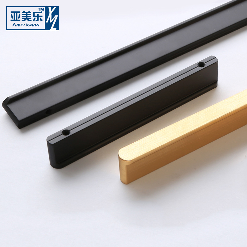 Solid aluminum alloy lengthened black handle drawer overall cabinet door handle light luxury Nordic golden wardrobe door handle