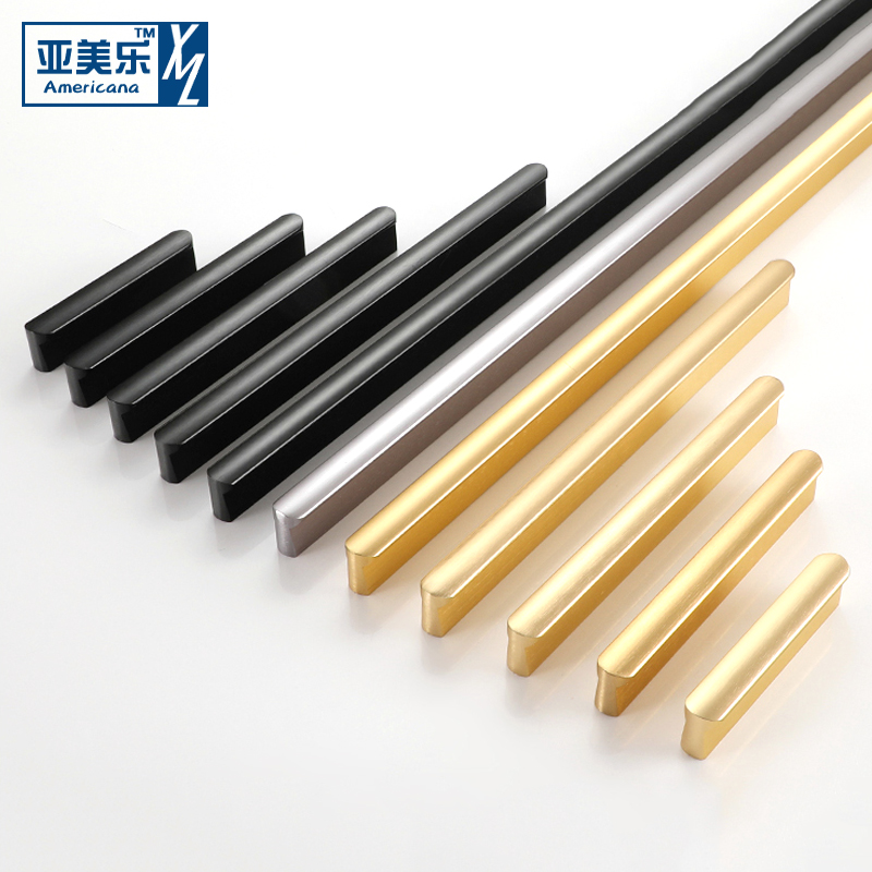 Aluminum alloy long wardrobe with round head black iron gray gold light luxury North European cabinet closet door handle