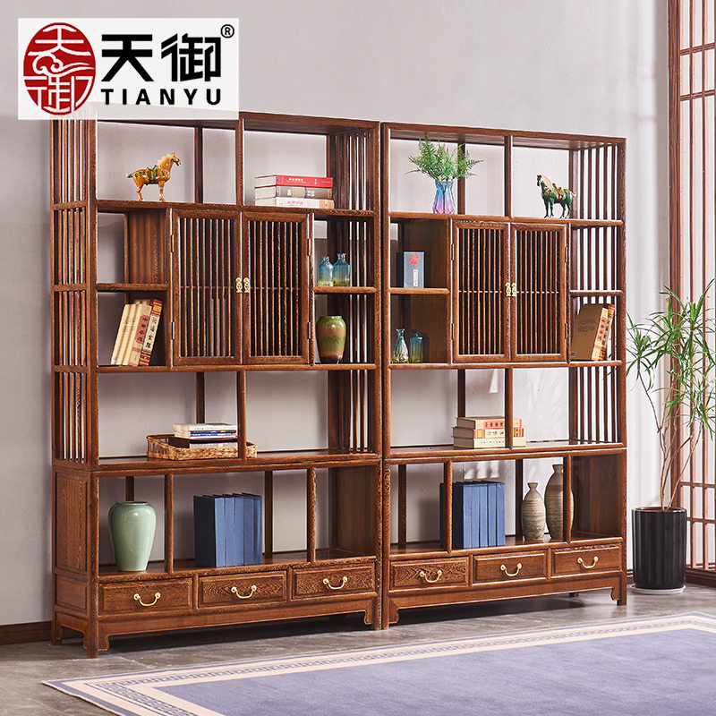 Chicken Wing Wood Bogu Frame Antique Ming and Qing Comb Mahogany Locker New Chinese Style All Solid Wood Living Room Furniture