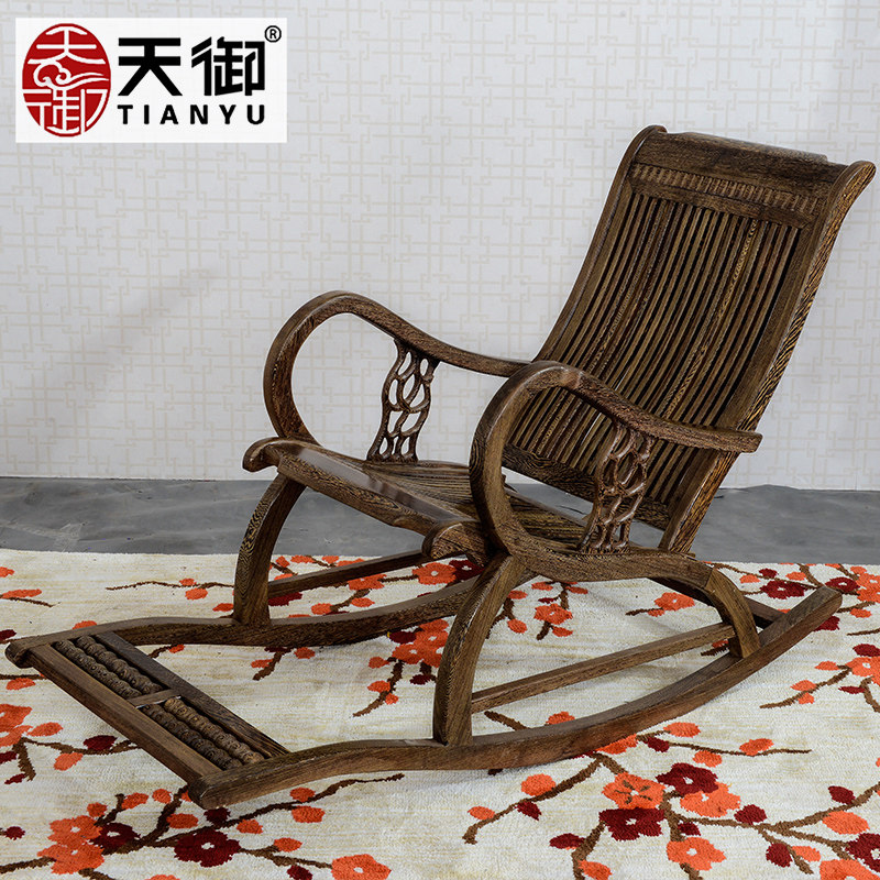Wenge Rocking Chair Solid Wood Comb Rocking Chair Chinese Antique Rocking Chair Leisure Chair Mahogany Rocking Chair Mahogany Furniture