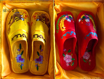 Two pairs of 159 Qingyang fragrant bag pure cloth embroidered slippers Longfeng shoes pure handmade embroidered shoes wedding gifts