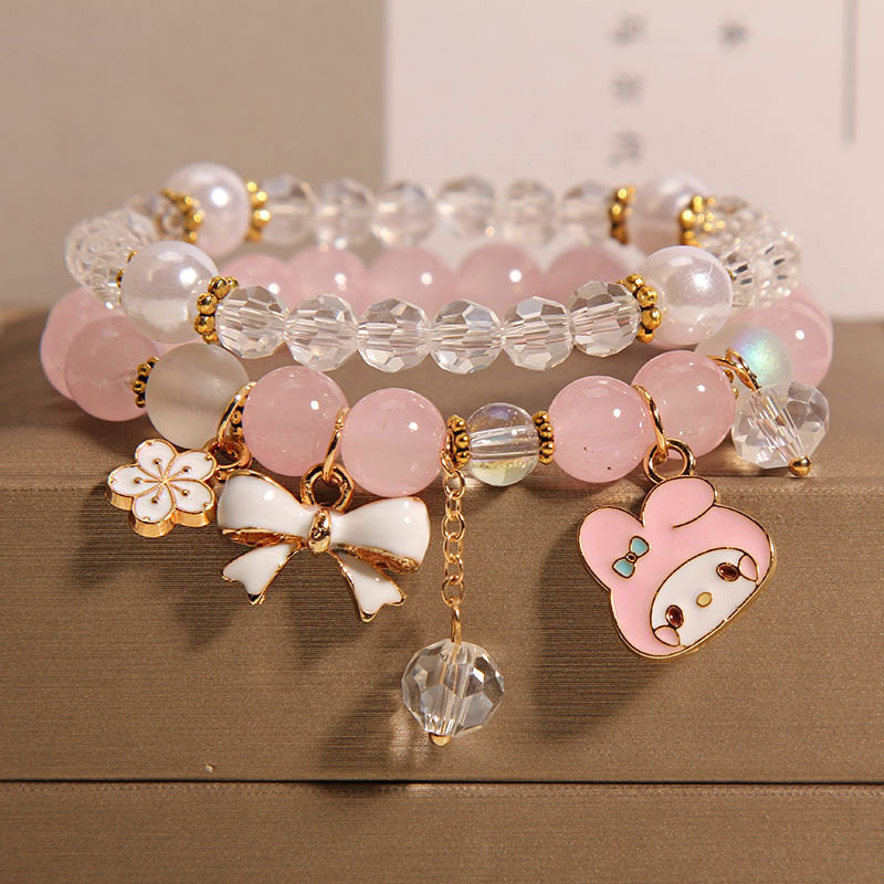 Korean Fresh and Cute Rabbit Children's Bracelet, Internet-Famous Sweet Little Girl Crystal Bracelet, Student Best Friend Bracelet Korean Fresh and Cute Rabbit Children's Bracelet, Internet-Famous Sweet Little Girl Crystal Bracelet, Student Best Friend Bracelet