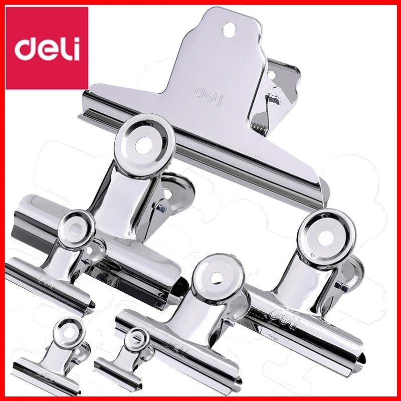 Deli ticket holder 19mm 29mm 38mm 51mm 64mm 76mm Iron ticket large small document strong clip Stainless steel office stationery ticket holder Steel clip solid