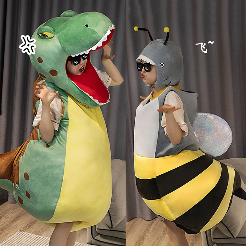 Sharkbee Wearable Doll Costume for Girls, Shark Bee Funny Plush Toy, Little Dinosaur Children's Plush Toy