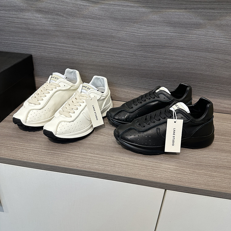Lnae Studio No Pressure at All! 25C Chanel-Style Genuine Leather Sports Casual Shoes for Women, Forrest Gump Shoes, German Training Shoes