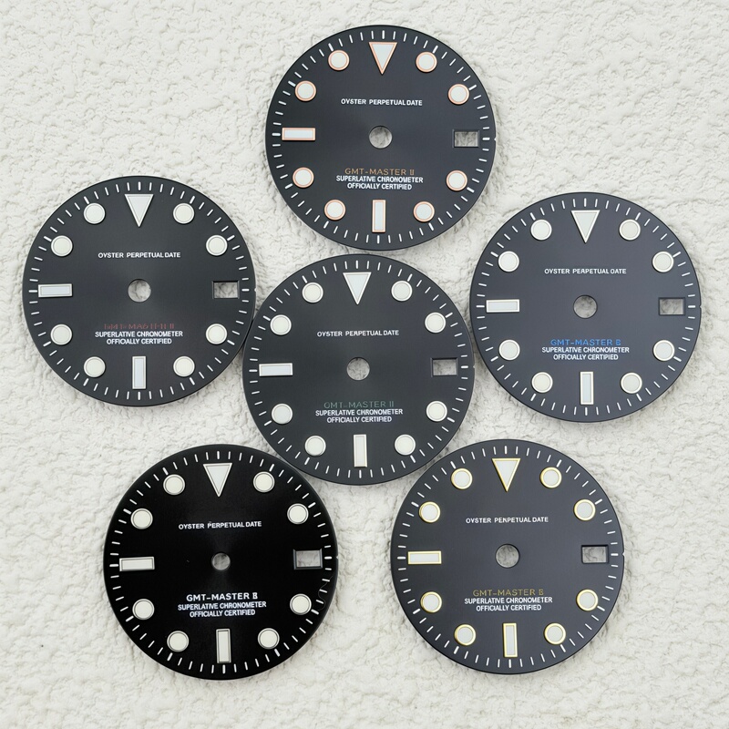 28.5mm Submariner Dial Gmt Dial Green Luminous/Ice Blue Luminous Lettering Nh34 Movement Modification Parts 28.5mm Submariner Dial Gmt Dial Green Luminous/Ice Blue Luminous Lettering Nh34 Movement Modification Parts