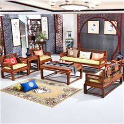 Jiu Fu Xuan Ming phong cách chạm khắc bàn dài hiện đại tối giản nội thất nhà hàng bàn ghế gỗ rắn kết hợp gỗ hồng mộc châu Phi - Bộ đồ nội thất ghế sofa gỗ