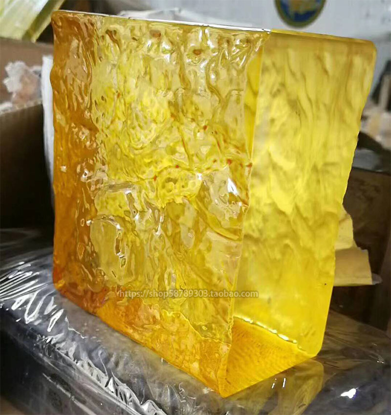 Ice crystal grain color hot melt glass brick square solid glazed brick partition wall brick colored glazed block