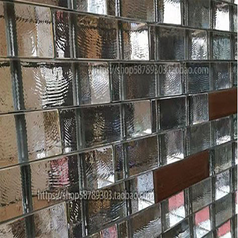 Water Corrugated Glass Brick Perforated Screen Custom Xuan Transparent Background Wall Decoration Villa Dining Room Partition Crystal Wall