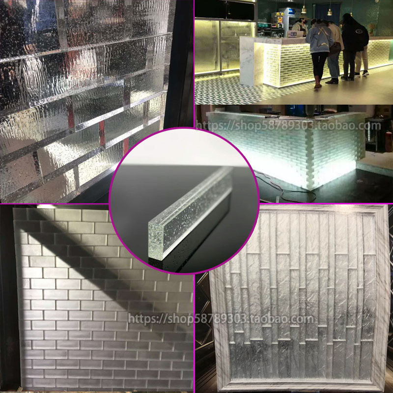 Water ripple bubble ultra-long glass brick bar crystal brick long strip decoration of foreign arc tile brick silver counter brick
