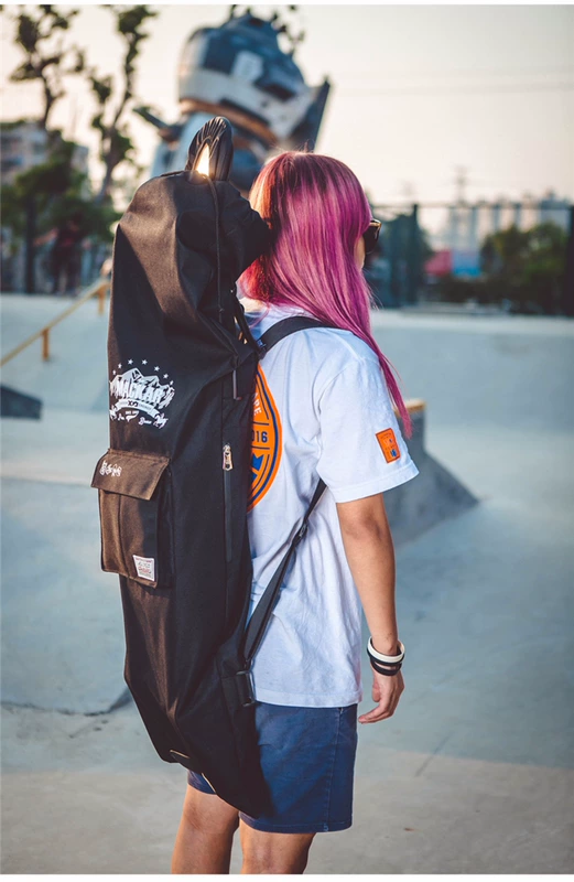 Mackar skateboard bag bốn vòng dài hội đồng quản trị nhảy túi túi vai trượt ván đôi rocker dài bảng gói ván trượt điện ba lô - Trượt băng / Trượt / Thể thao mạo hiểm