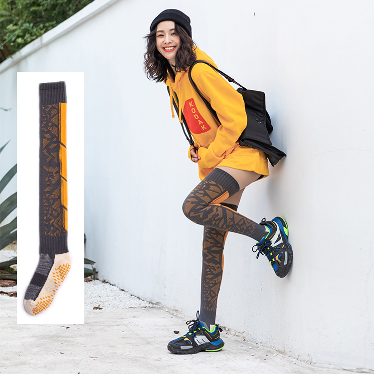 Autumn and winter sports version pressure over-the-knee socks soles non-slip terry warm socks sweat-absorbing socks