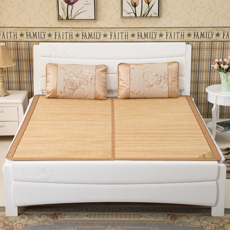 Bamboo mat mat 1 8m bed winter and summer dual-use dormitory single ice silk mat Student straw mat folding 1 5m 1 2 mat