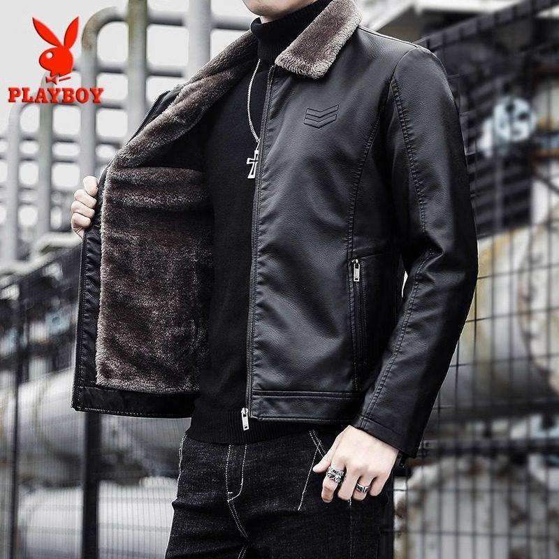 Playboy Haining leather кожаная мужская зимняя одежда плюс толстая бархатная куртка из мягкой кожи овчины, мотоциклетная одежда в тренде