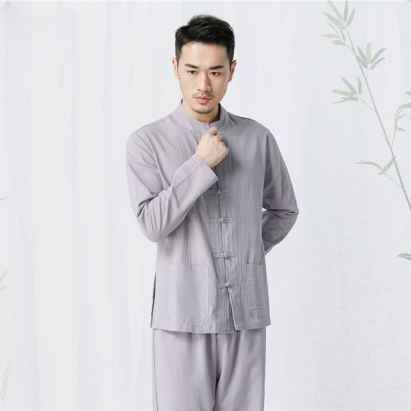 Zen Suit Men Suit Cumin Clothing Cotton Numb to sit clothes Zen meditation Tea Suit Loose Zen Manclothing China Wind Tang Dress