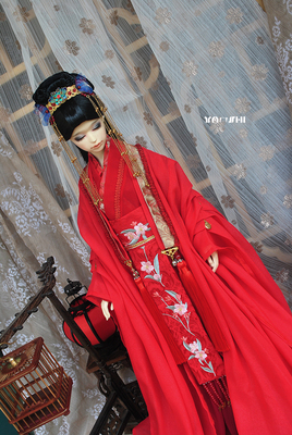 taobao agent ▼ Teeth passing ▼ Wedding dress wedding dress BJD costume red ancient style female SD16 female 3 three -point bjd baby clothes free shipping