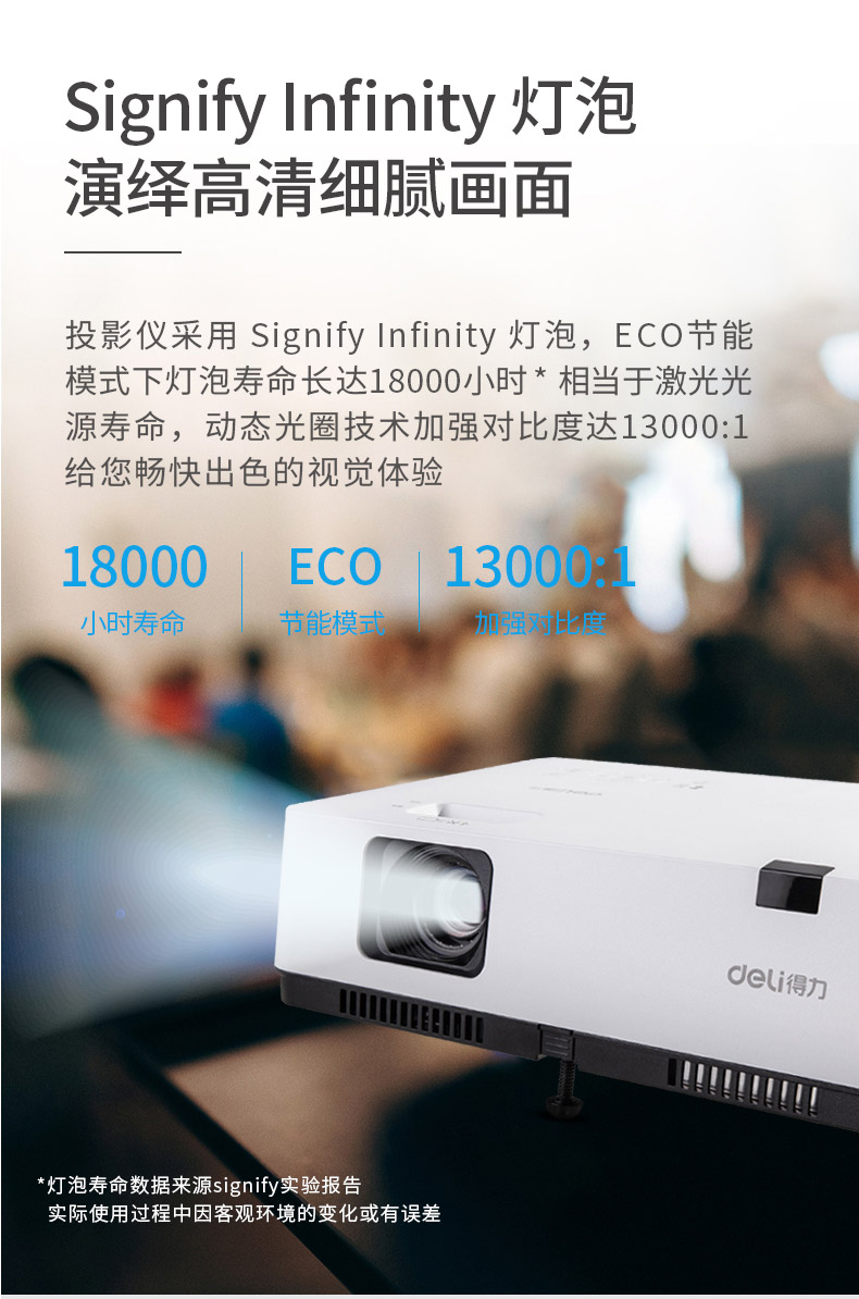 Máy chiếu Deli HD DPS-X130 rạp chiếu phim gia đình hi-fi 3 LCD 3000 lumens Hội thảo giảng dạy văn phòng tại nhà thương mại độ phân giải cao - Máy chiếu máy chiếu mini giá rẻ