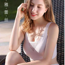 Seamless underwear womens no steel ring thin section big breasts show small ice silk maintenance sleep sports bra tube top new summer