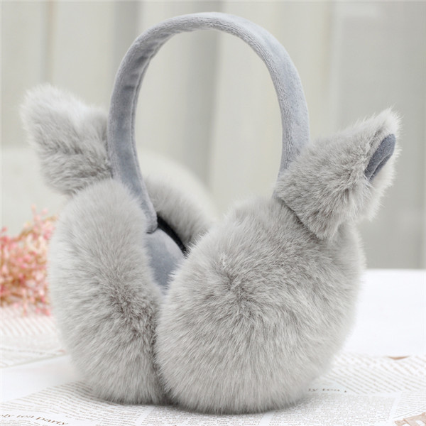 Korean version of the foldable plush cat ears warm earmuffs earmuffs are with female winter earhook bag earmuffs ear warmer earmuffs