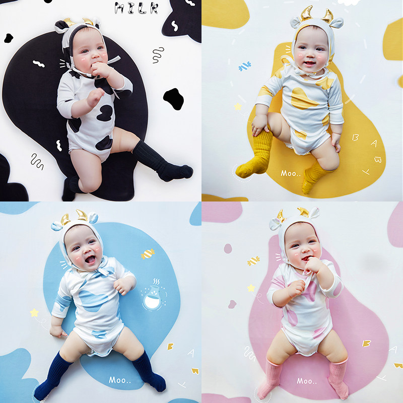 Hundred days baby clothes photo props Hundred days photo shooting theme full moon photo props cow baby shooting clothing