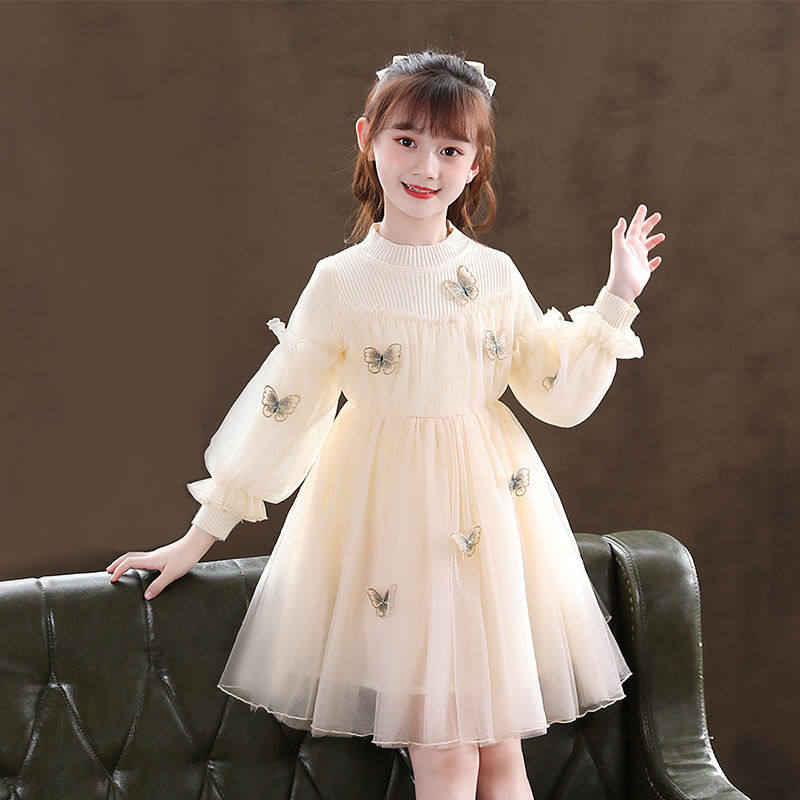 Girls' dresses and autumn clothes 2022 new western style middle-aged children's super fairy princess skirt children's clothes children's spring and autumn skirts