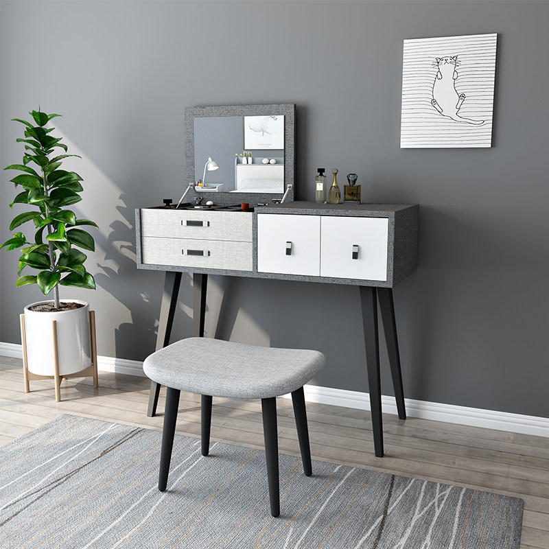 Nordic Vanity Bedroom Modern Minimalist Small Desk Integrated Flip Multifunctional Vanity Dresser