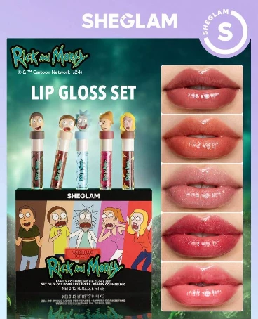 Набор косметики Sheglam Rick & Morty — блеск для губ, палетка теней, карманное зеркало, 8–12 предметов